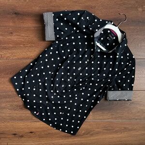 B&W polkadot Talbots blouse